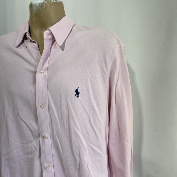Polo Ralph Lauren Featherweight Mesh Shirt Mens Sz  XL Pink Long Sleeves - Picture 2 of 9